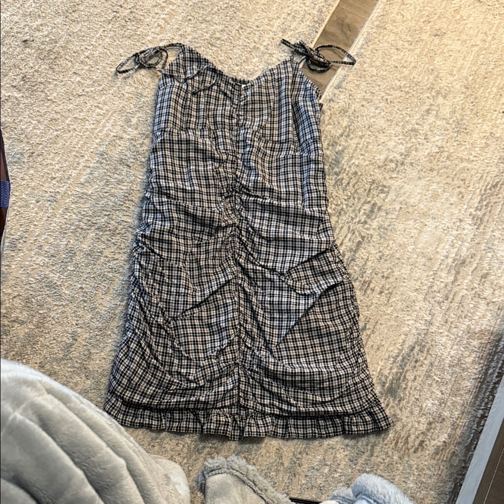 Hollister Black and White Plaid Mini Dress